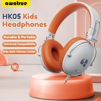 AWATRUE HK05 Auriculares para niños con sonido estéreo escolar Auriculares intrauditivos con cable para niños y niñas Regalos 74/85 dB Limite de volumen seguro