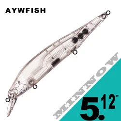 AYWFISH 10PCS / LOT 5.12IN 13.7G Unpainted Artificial Lure Rattles Minnow DIY Fishing Bait Floating Transparent Minnow Blanks