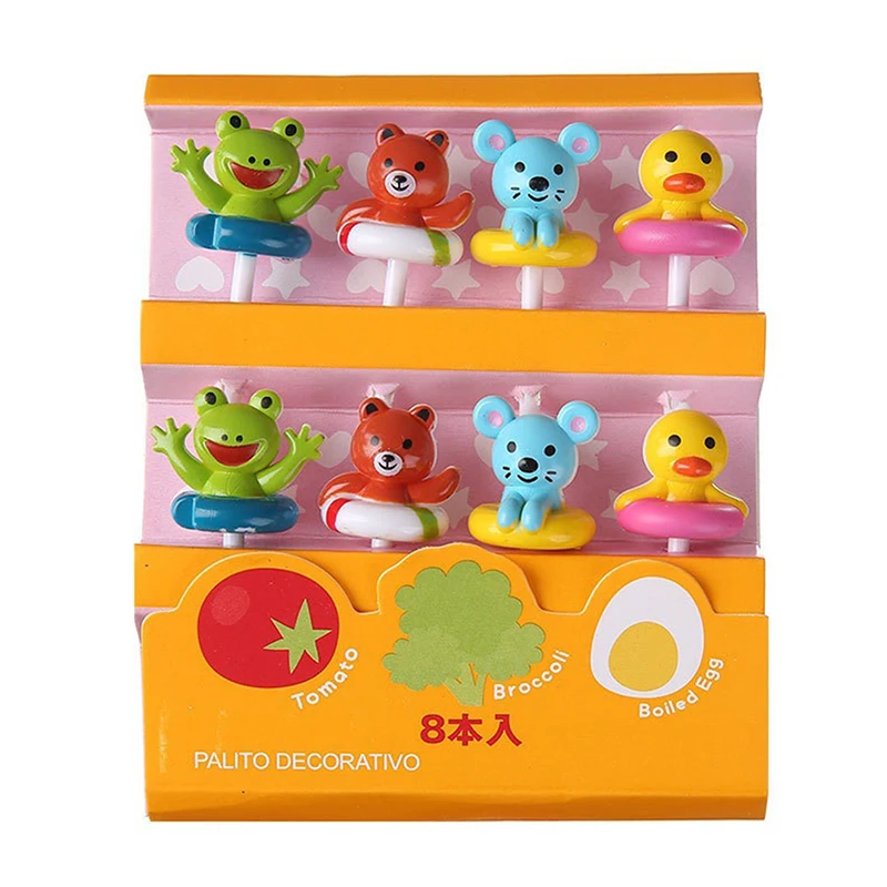 1 Set Cute Eyes Fruit Fork Plastic Fruit Pick Kids Bento Lunch Snack Cake Dessert Food Toothpick Kitchen Tableware Decor