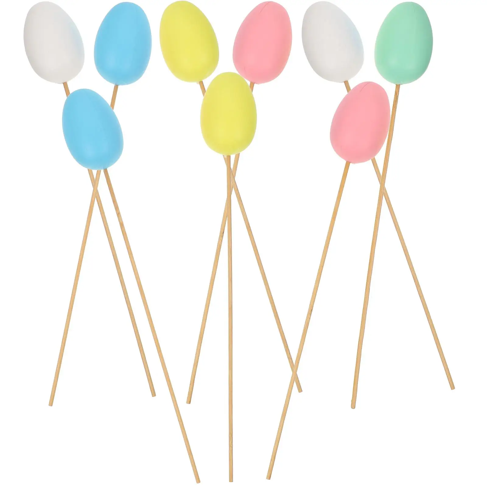 9 Uds huevos de Pascua niños colorear arreglo de flores falsas manualidades decoraciones de bambú niño