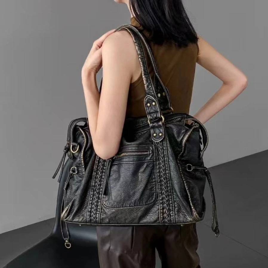 最終値下げ　y2k leather one shoulder bag 00s Y2K Spicy Girl Motorcycle Bag One Shoulder Crossbody Bag Vintage