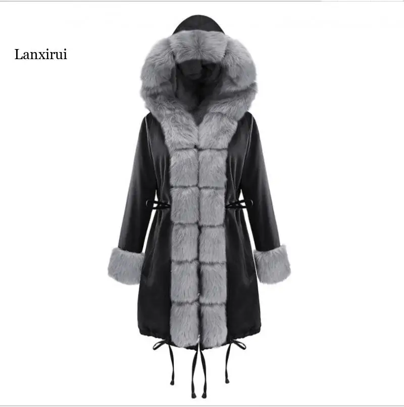 Lanxirui parka women Coats luxurious Large fur collar hooded coat warm Fox fur liner parkas long winter jacket top quality