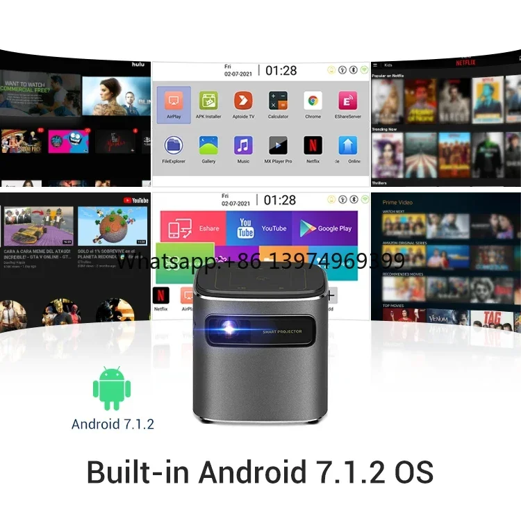 Wholesale Mini Cube Cute Pocket DLP Projector Smart Android WIFI Portable Home Theater Proyector Support 4k factory
