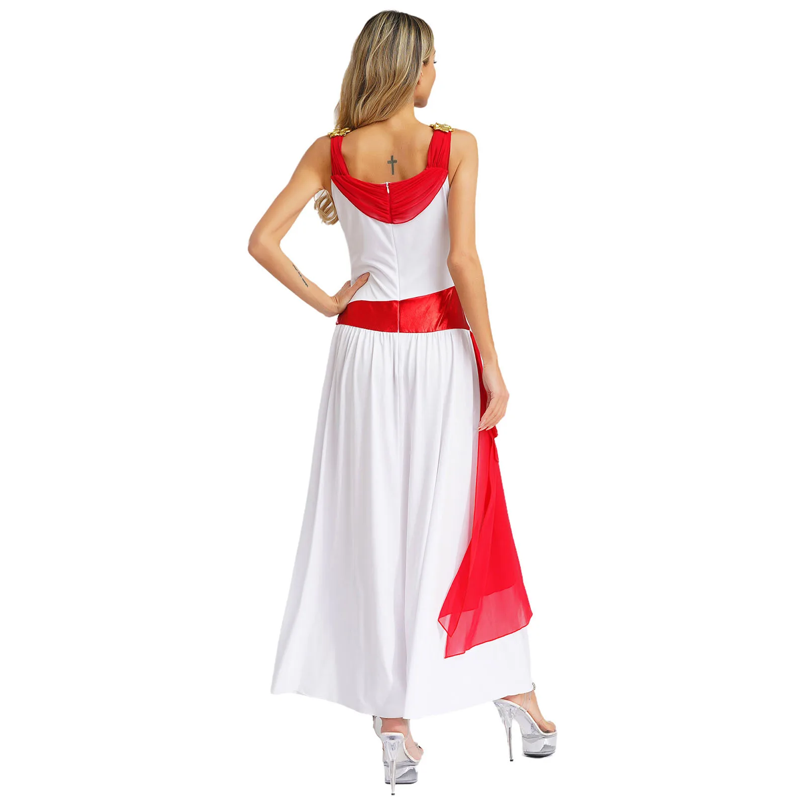 المرأة زهرة الشيفون الملكة الأميرة فستان رقص غنائي هالوين اليونانية القديمة تأثيري حلي تحت عنوان ملابس لعب الأدوار