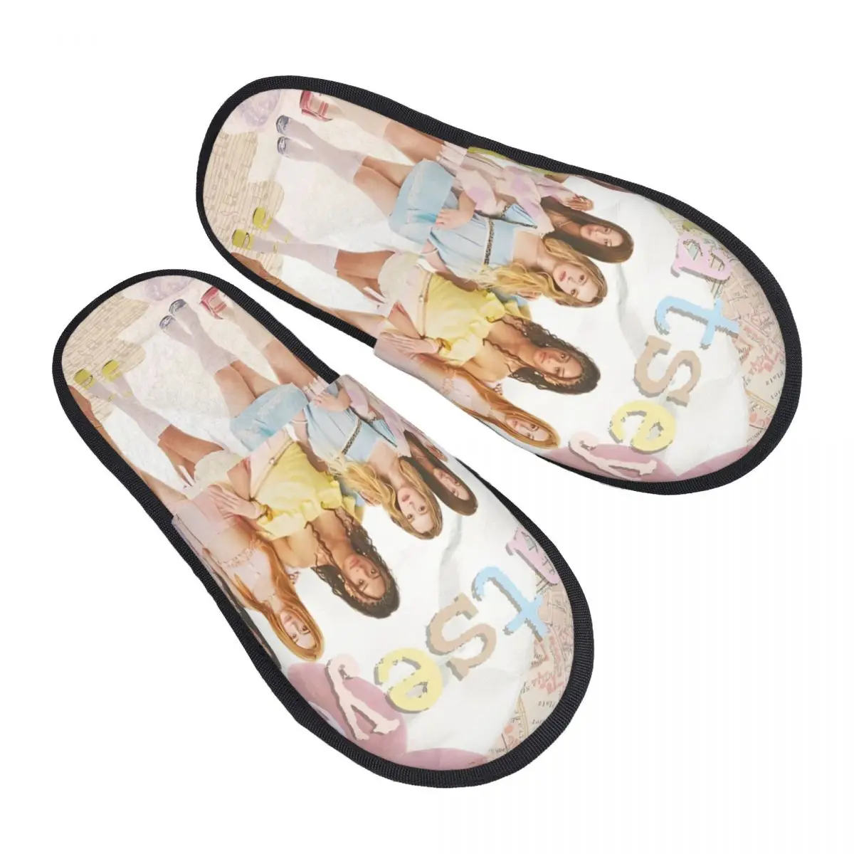 

Katseye Kpop Idol Furry Slippers Anti Slip Cute Cozy Household Fur Slides Slippers Indoor