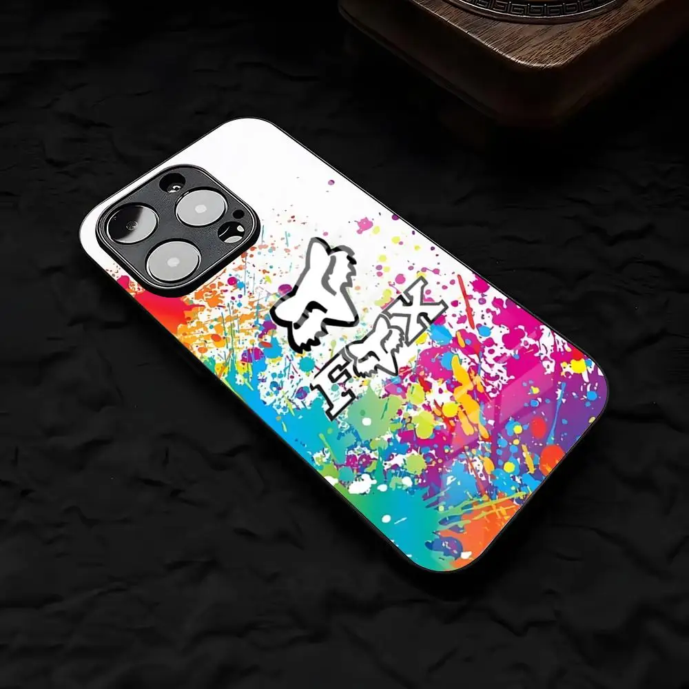 Etui na telefon F-FoxES Sport Racing do iPhone 17 Air 16 E Pro Max 15 14 13 Mini 12 Pro 11 Max Plus, czarne szklane etui — zdjęcie produktu 2