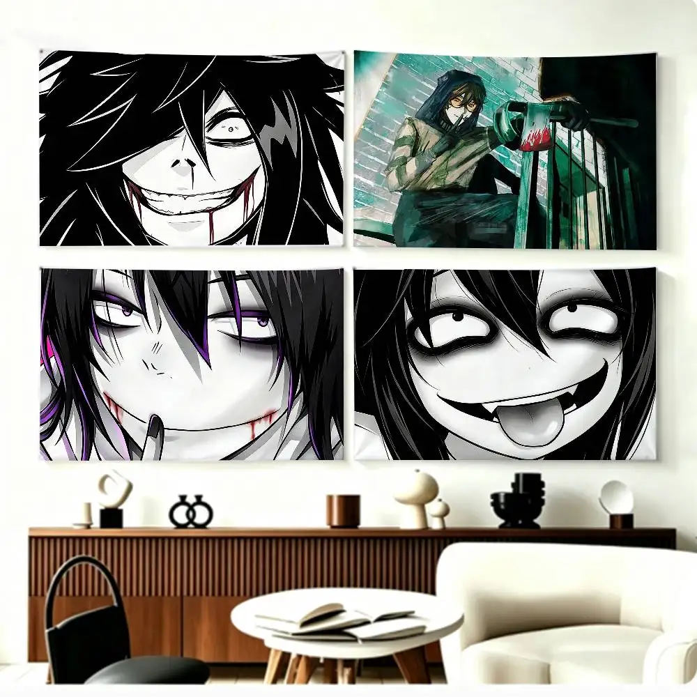 Urban Legend Figure Jeff the K-Killer   Flags Wall Hanging Background Art Banner for Bedroom Home Outdoor Decor
