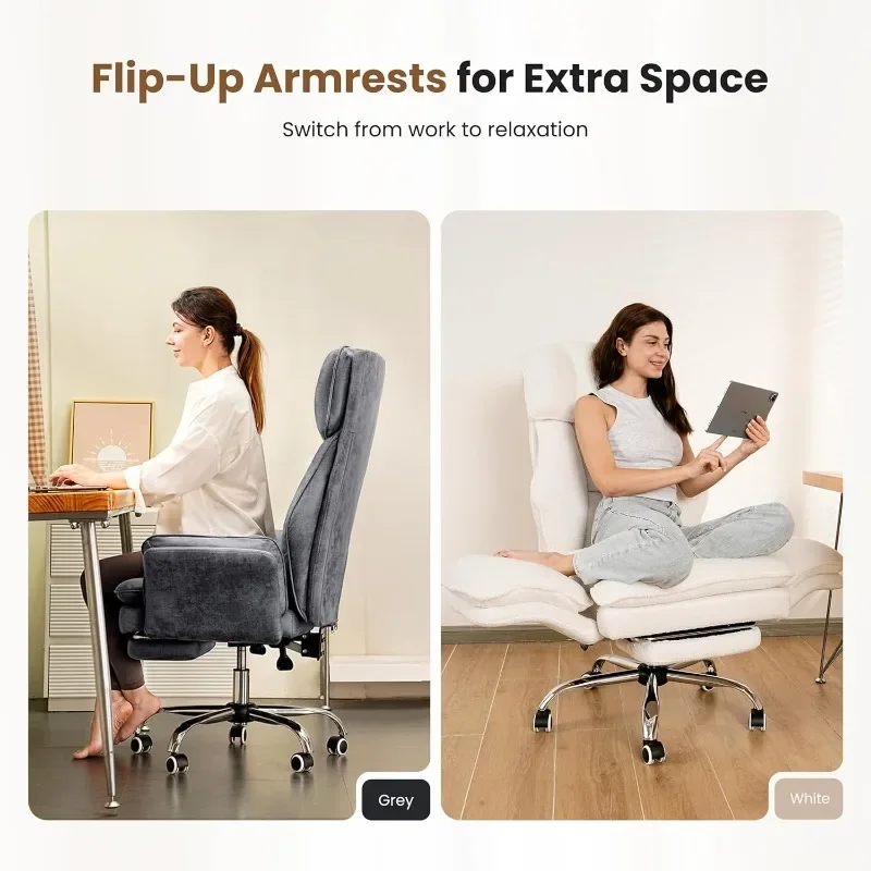 Big and Tall Office Chair Flip Armrests for Pets & Cross Legged Sitting Executive Ergonomic Computer Gaming Chair with Foot Rest