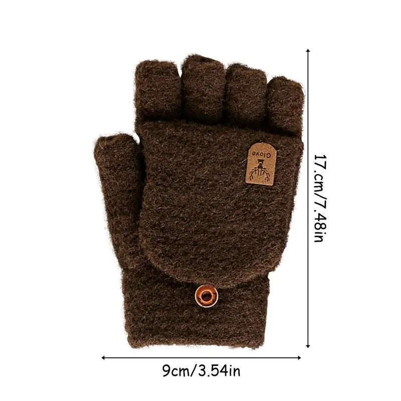 Kids Gloves Hand Wrist Warmer 2-15 Years Boys Winter Cute Flip Gloves Full Finger Stretchy Knitted Warm Children\'s Mittens