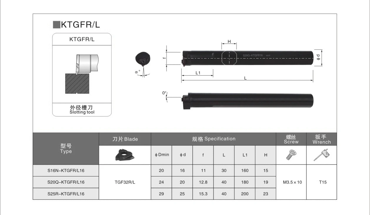 Ferramenta Interna KTGFR 16mm 20mm 25mm Torno Slotting Cutter Shank S16N-KTGFR16 S20Q-KTGFR16 S25R-KTGFR16 Face CNC Groove Tool