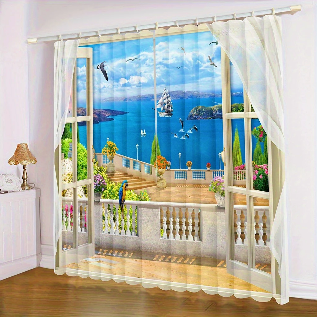 Outdoor Curtains Garden Balcony View Living Room Kitchen Curtain Drape For Patio Garden Gazebo Yard Valance Cutains Rod Pocket