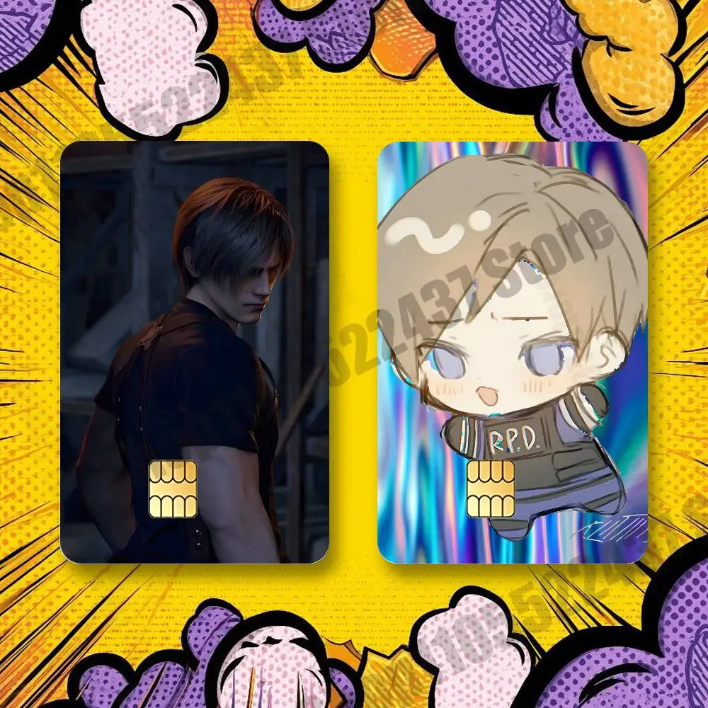 RE9 L-Leon Kennedy Holographic Laser Shinny Film Skin Cover Sticker for Debit Credit Card Bank Card