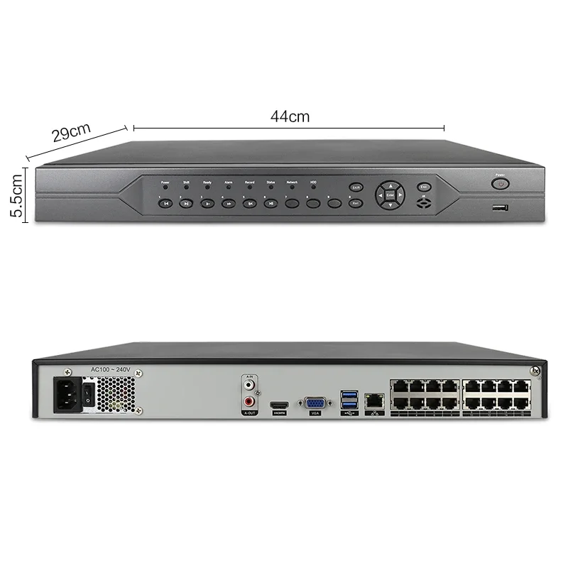 เครื่องบันทึกวิดีโอเครือข่าย 4K 16CH POE NVR HD H.265 ระบบกล้องวงจรปิด 48V กล้องรักษาความปลอดภัย NVR