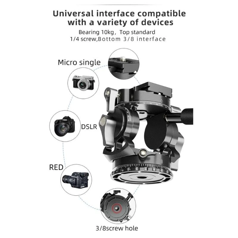 31ba Hydraulikflüssigkeit Video -Dämpfung Kopf Panoramablast Stativstativmonopoden Kamerahalter Stand für mobile SLR DSLR – Detail 4