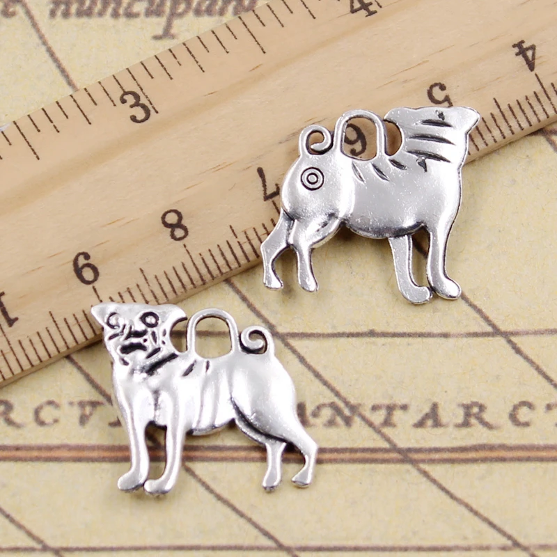 10pcs Charms Dog Pug 20x22mm Tibetan Silver Color Pendants Antique Jewelry Making DIY Handmade Craft