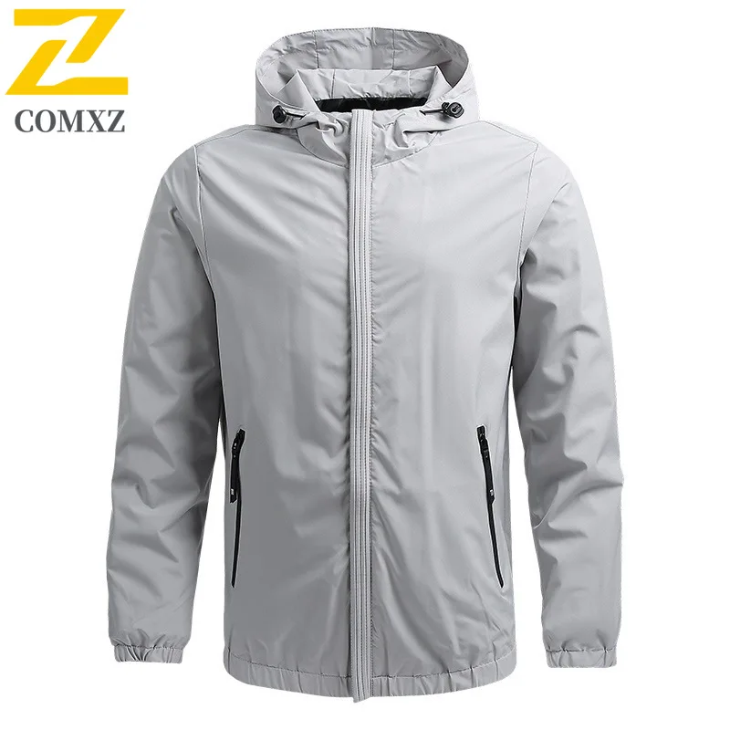 2025 New Men's Hooded Jacket Waterproof Windproof Outdoor Hiking Coat Lightweight Youth Sport Windbreaker 