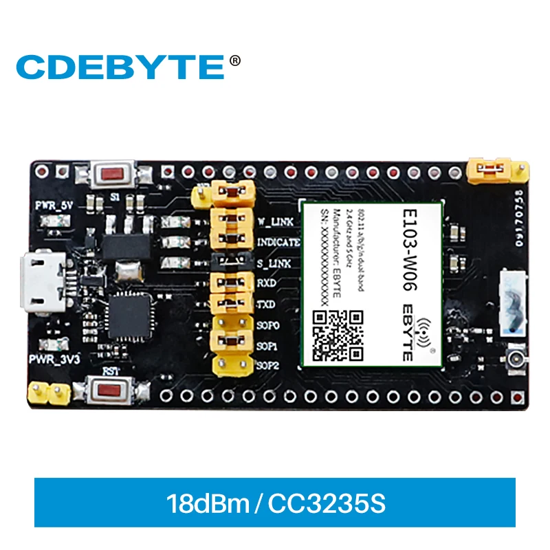 

CC3235 2.4GHz 5.8GHz WIFI Testboard WIFI Wireless Module Serial Port 18dBm CDEBYTE E103-W06-TB MQTT HTTP TCP UDP Websoket