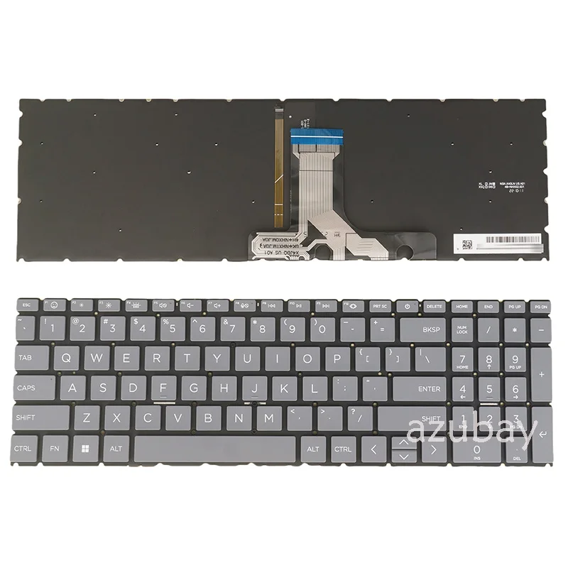 Laptop Backlit Keyboard For HP 15-fc0000 15-fd0000 NSK-X4QBQ US 9Z.NHXBQ.Q01 N32715-001 AE0PDU00030 US, Gray