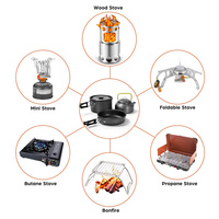 1Set Collapsible Camping Cookware Non-Stick Outdoor Cooking Set Lightweight Aluminum Alloy Barbecue Tableware Multi-Functional