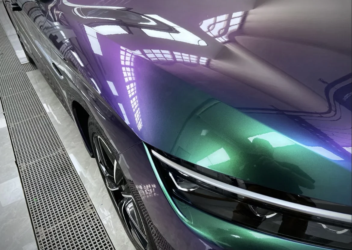 Harga Grosir Vinyl Bungkus Mobil Hijau Gunung Bunglon Super, Saluran Udara, Stiker Mobil, Vinyl Bungkus Perekat Warna Bunglon untuk Mobil