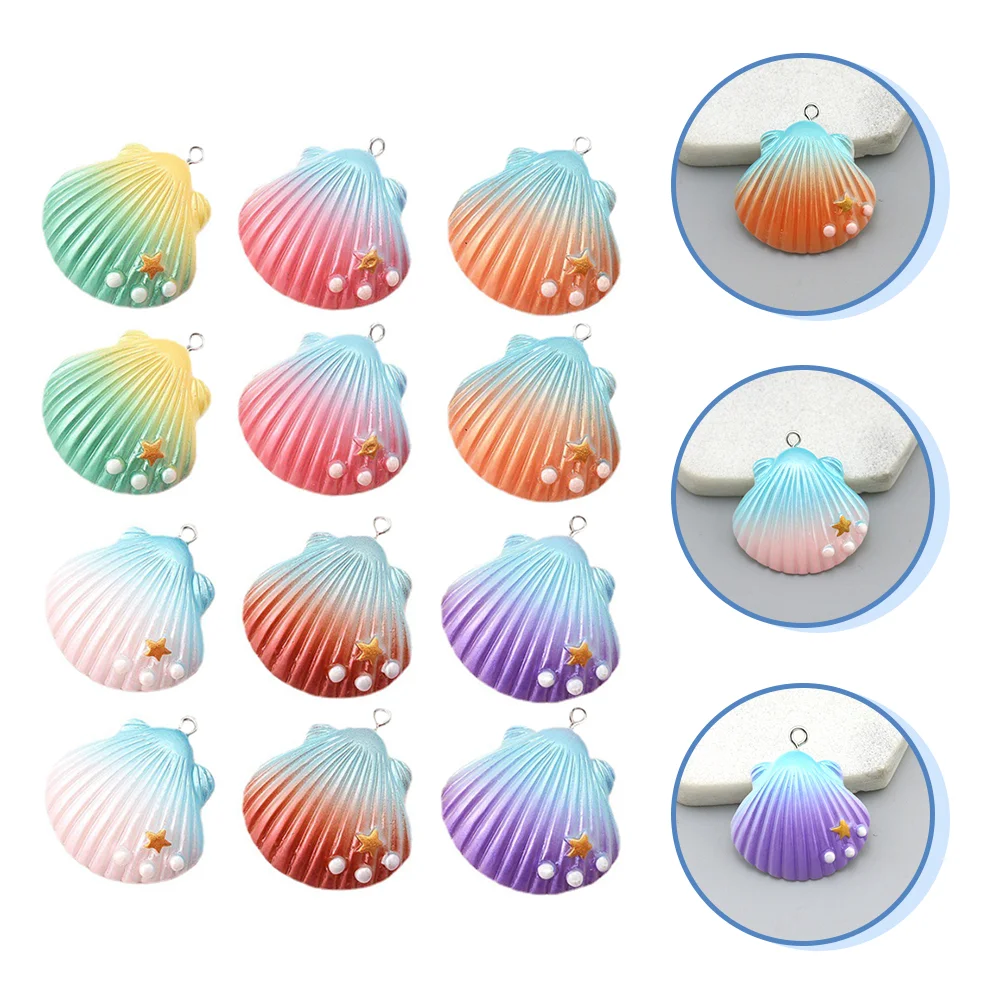 

30 Pcs Colorful Shell Resin Jewelry Charms for Necklace Earrings Pendant Accessories Shell Shape Lasting Non Fading