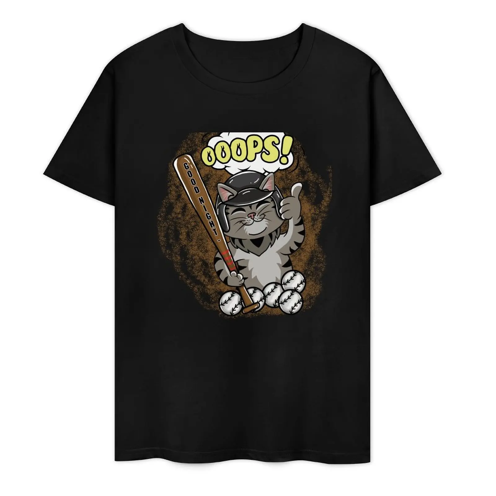 Бейсболист кот, соупы! Футболка для любителей спорта, милые топы, уличная одежда, хлопковая футболка для мужчин