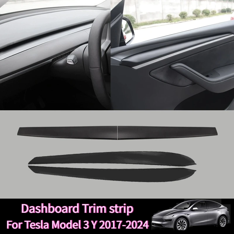 

Накладка на приборную панель для Tesla Model 3 Model Y 2017-2024, защитная панель двери автомобиля, наклейка, центральное управление, аксессуары для интерьера