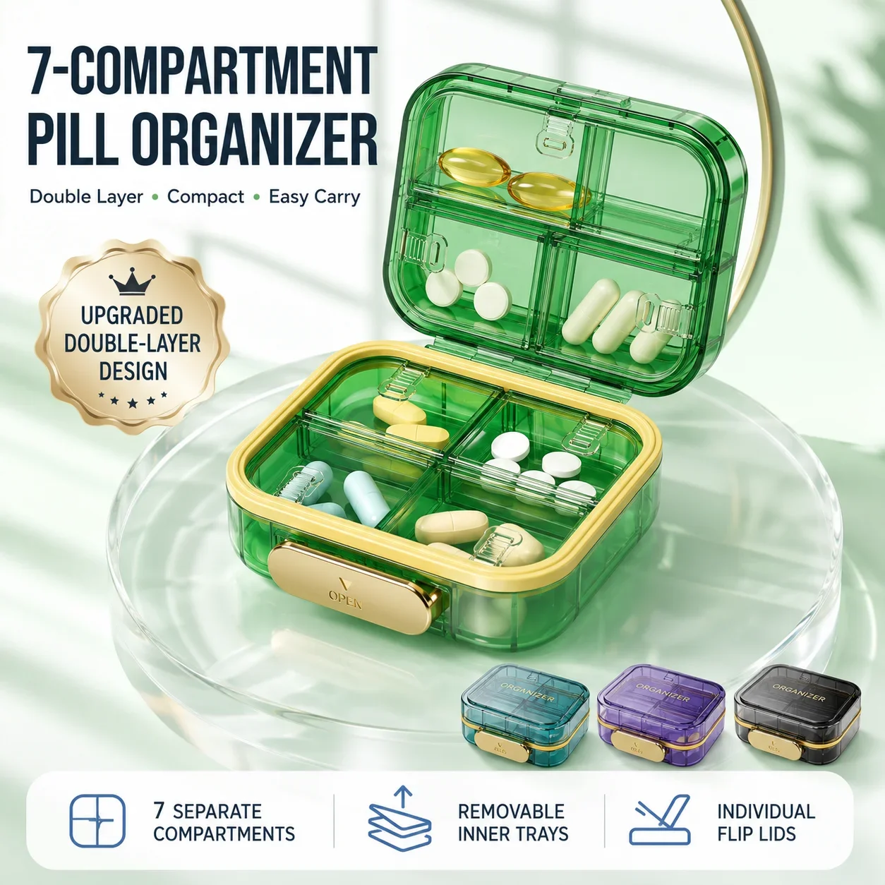 4 Grids Cross Compartment Pill Box Transparent Mini Plastic Pill Case Portable Pocket Medicine Organizer for Home Outdoor Travel