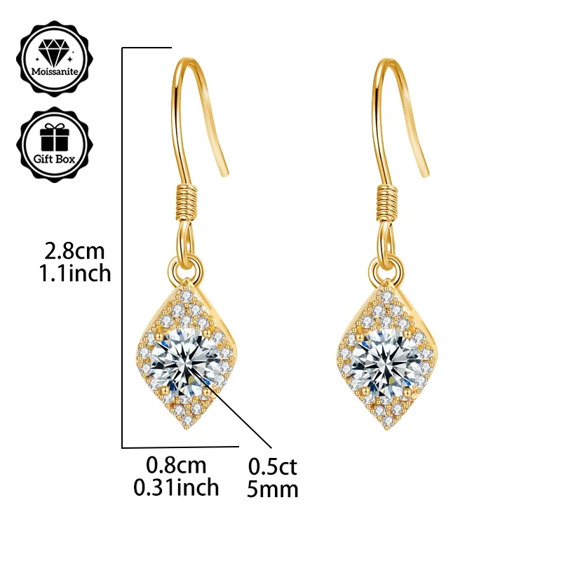 

LAMVOICE 1 carat moissanite hypoallergenic earrings, designer item high quality, valentine’s day, gift for daughter
