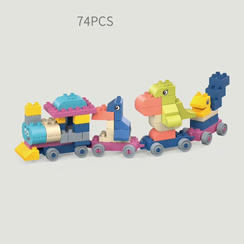 74/77/85pcs Conjunto de Blocos de Construção de Silicone Macio Montessori Educacional Grande Tamanho Tráfego Modelo Animal Empilhamento Blocos Brinquedo Presente