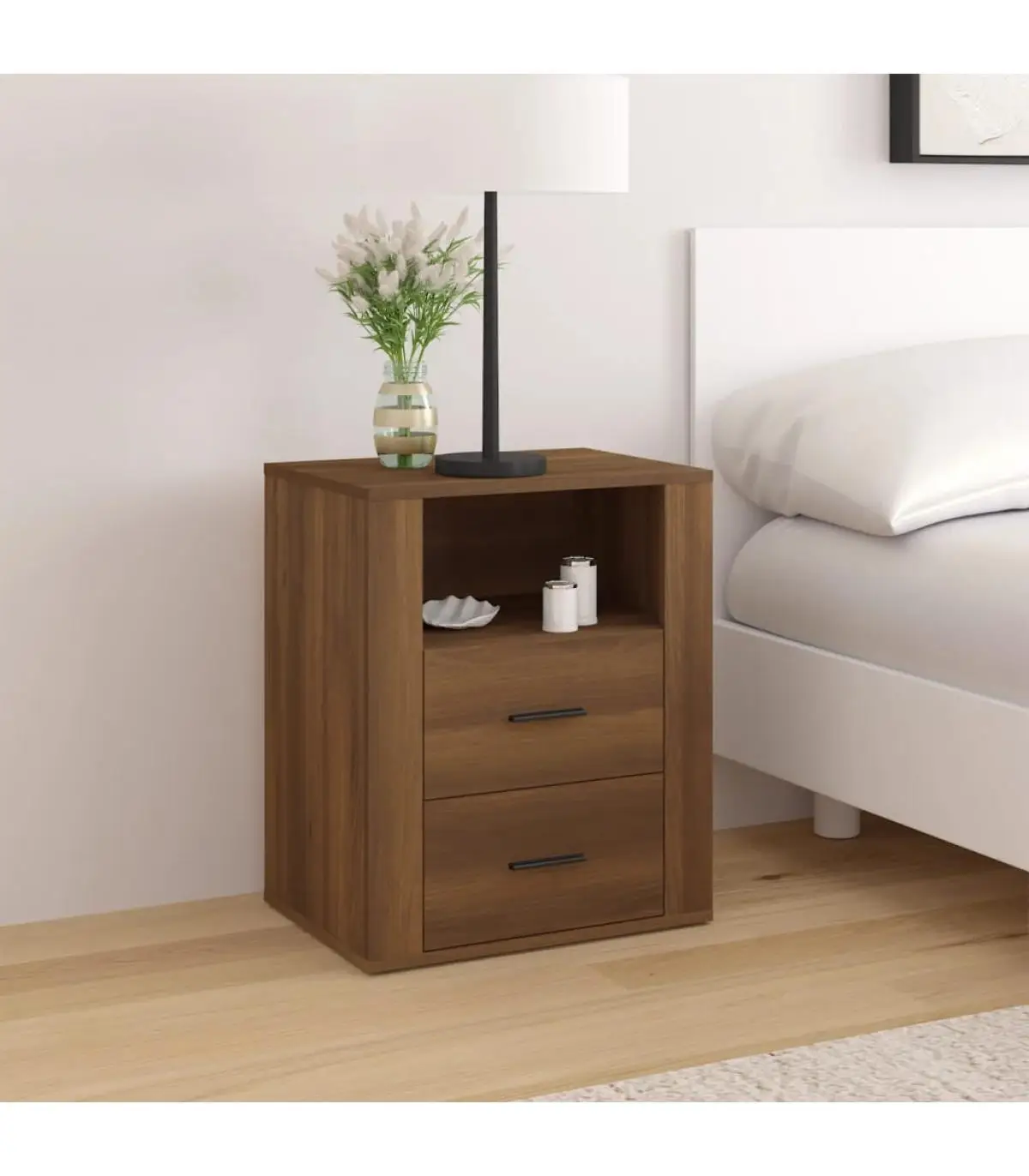 Bedside tables bedside table plywood brown oak 50x36x60 cm