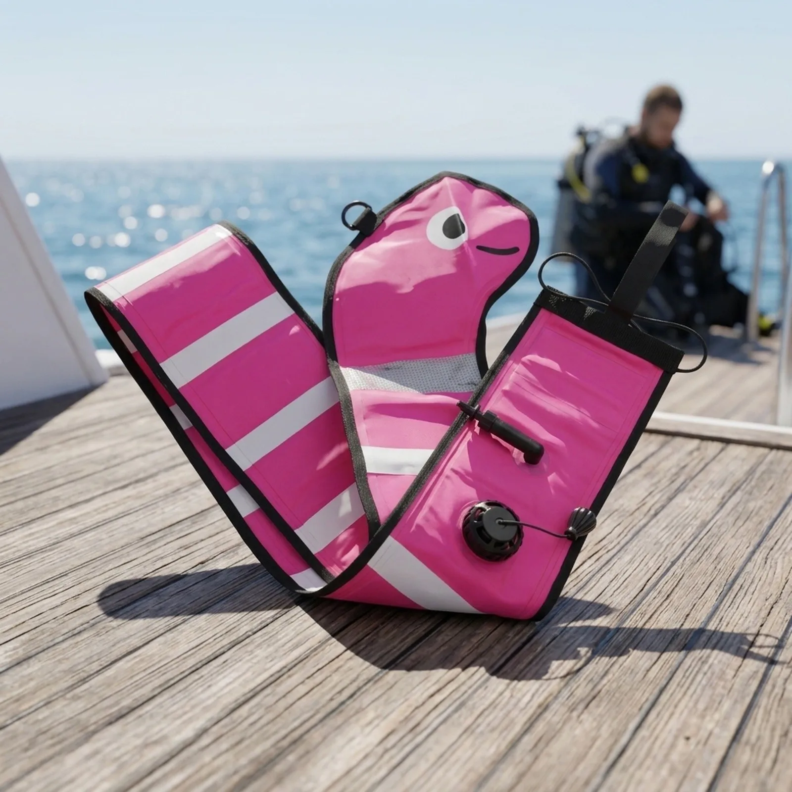 180cm Scuba Diving for smb Inflatable Diver Below Signal in Unique Sea Eel Design Enhanced Safety with Reflective Strips