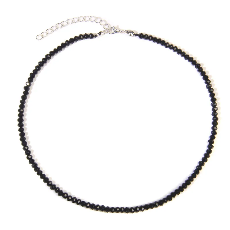 

Black Spinel Bead Necklace 3*4MM Small Sodalite Chalcedony Agates Gem Stone Bead Choker Fashion Jewelry Gift For Women Men