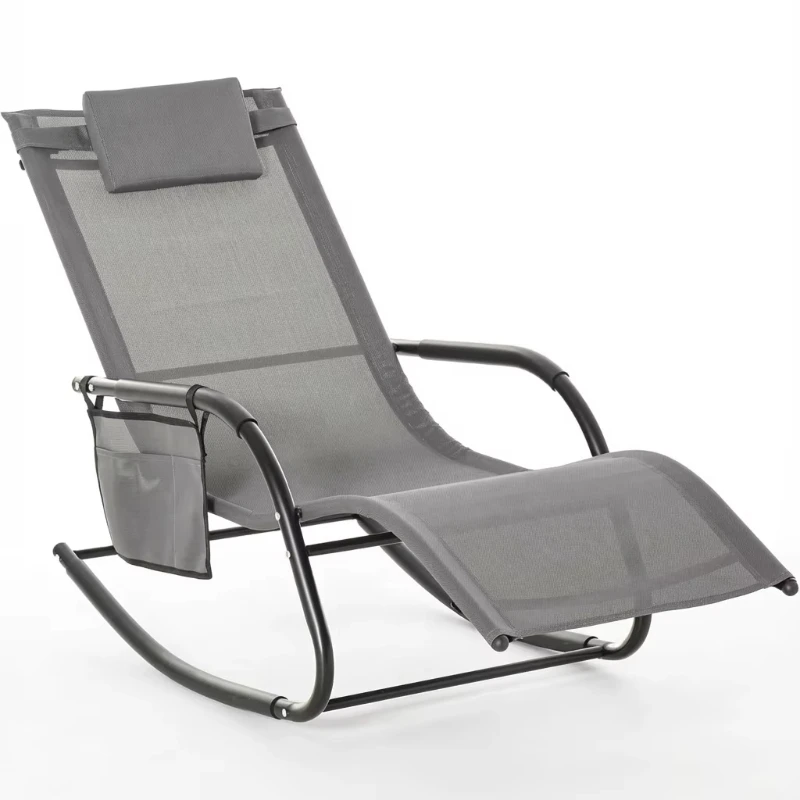 Breathable Mesh Rocking Chair, Coated Mesh Lounge Chair with Powder Coated Aluminum Frame for Patio Gardens