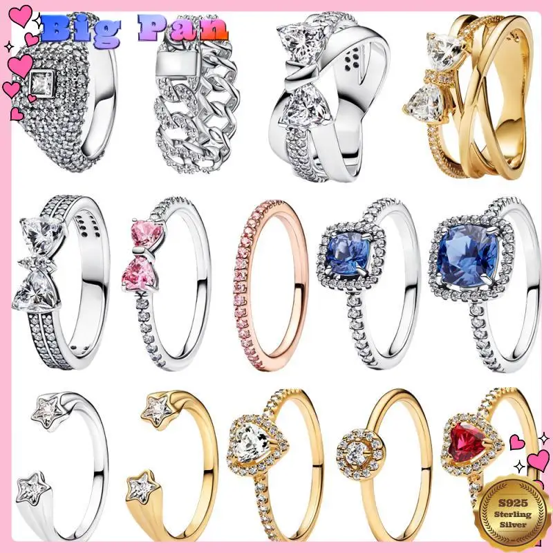 

NEW 2025 Sparkling Pink Band Elevated Heart Round Halo Shooting Stars Open Square Cocktail Statement Ring for Women