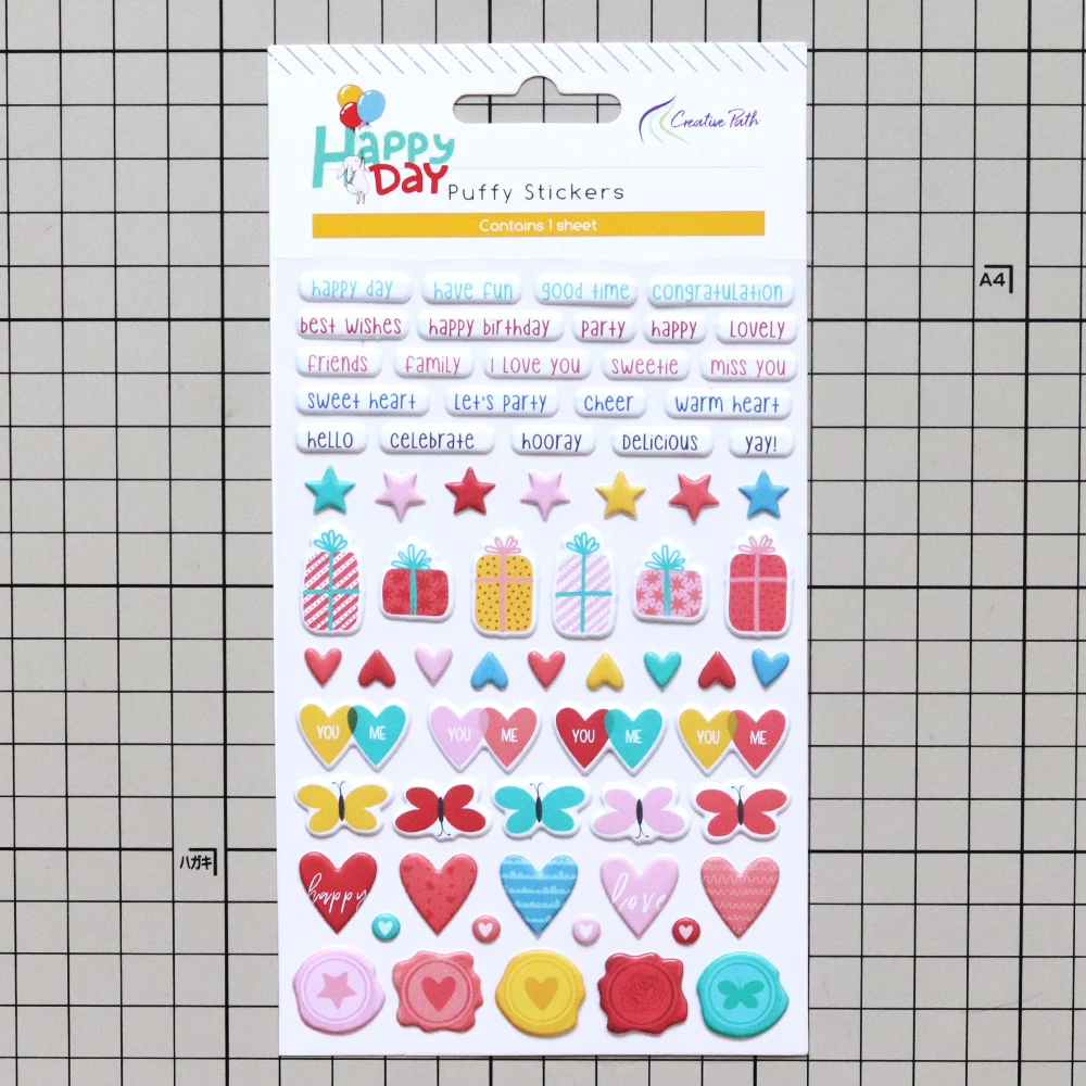 Creative Path Puffy Mini Scrapbooking Journaling Sticker Wiederverwendbare Kleine Vase Stern Herz Motivierende Sätze Deko-Sticker – Detail 7