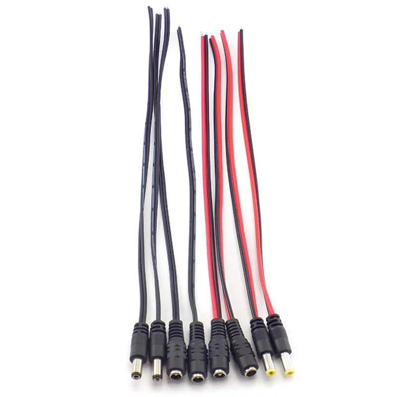 DC Power Jack Wire Female Male Connector Socket Plug 5.5*2.1mm Adapter DC Cable 12V DIY LED Strip Tape Light CCTV Camera E2