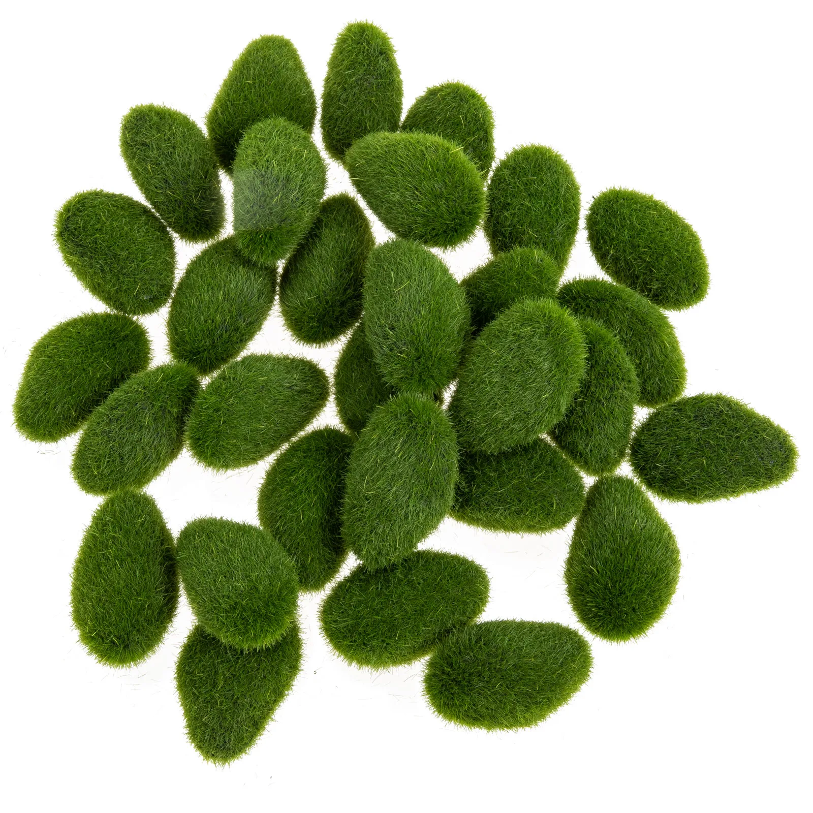 

30pcs Large Artificial Moss Stones Green Cobblestone Simulated Plant Wall Bonsai Photo Props Lifelike Garden Accessories