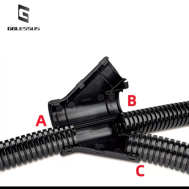 10Pcs Bellows Y-type Openable Three-Way Joint Threading Harness Buckle Etc. Variable Diameter Shunt Automobile Hose Nylon Juncti