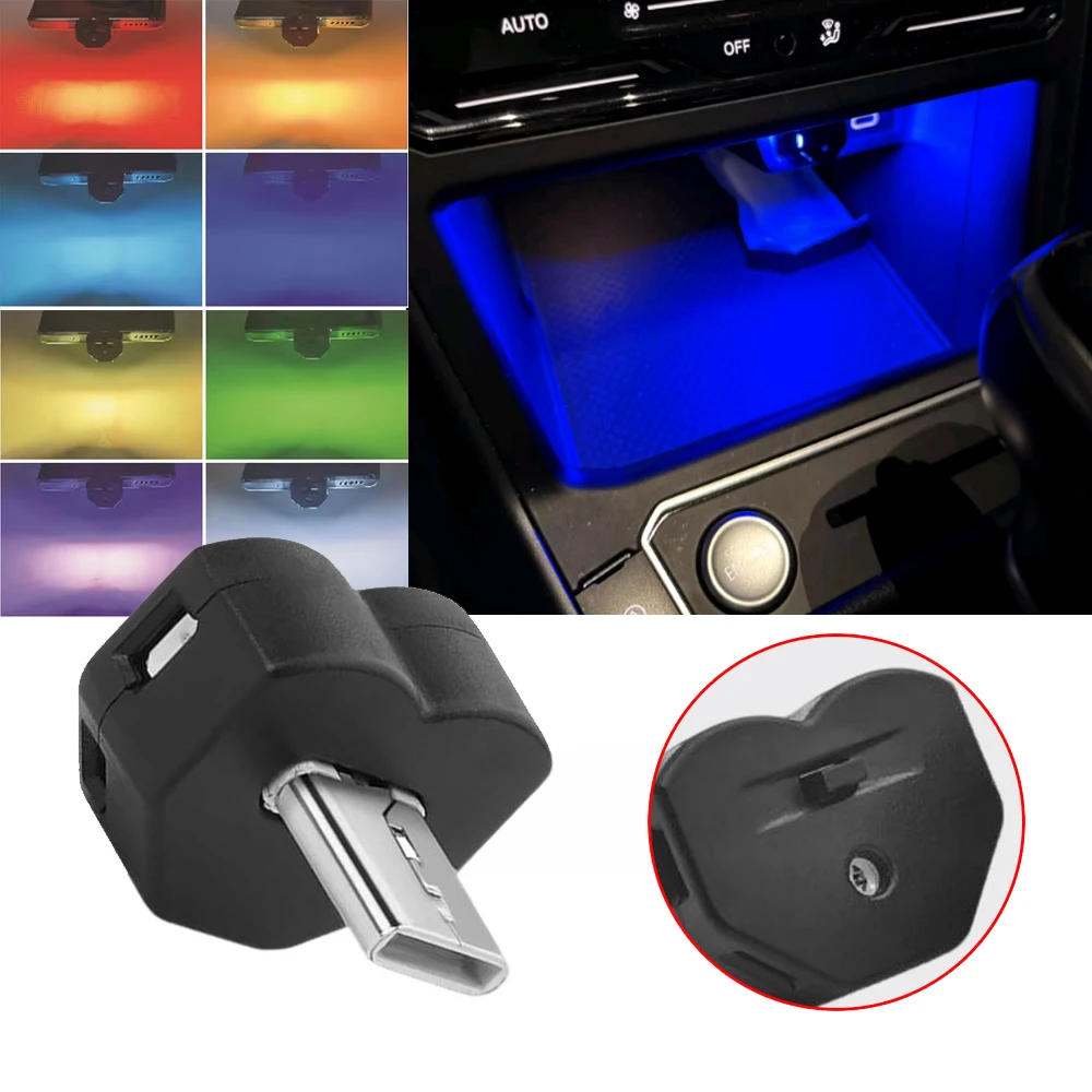 TYPE-C LED Auto Interior Atmosphere Light USB Car Decorative Lamp Emergency Lighting Adjustable Sensing RGB Ambient Night Light