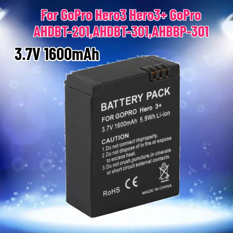 SWZY 1600mAh AHDBT-302 Battery LED for GoPro Hero3 Hero3+ GoPro AHDBT-201,AHDBT-301,AHBBP-301