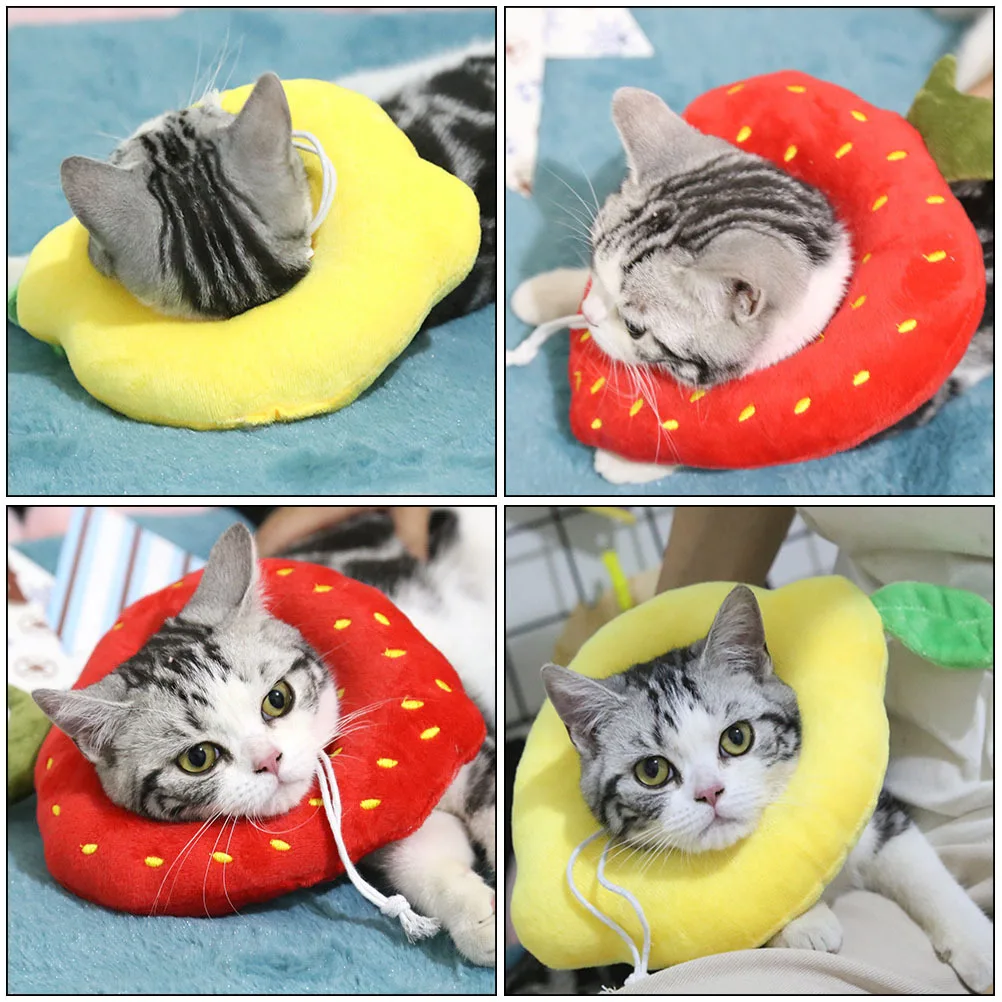 

2Pcs Cat Recovery Collar Adjustable Surgery Protective Flannel Cone Neck Protector for Wound Care and Healing Cat Collar