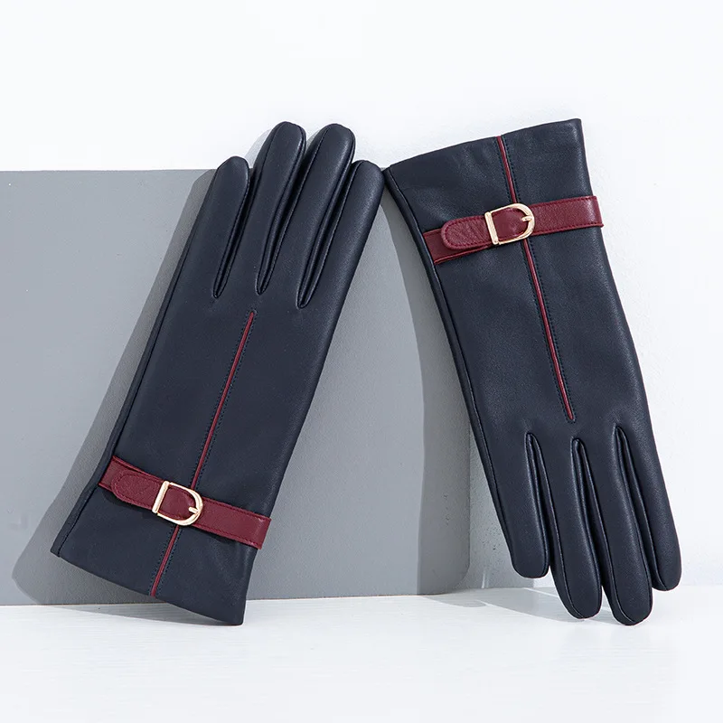 قفازات جلدية ملونة على الموضة للخريف والشتاء، قفازات ناعمة ومريحة مقاومة للبرد والرياح مناسبة للأنشطة الخارجية