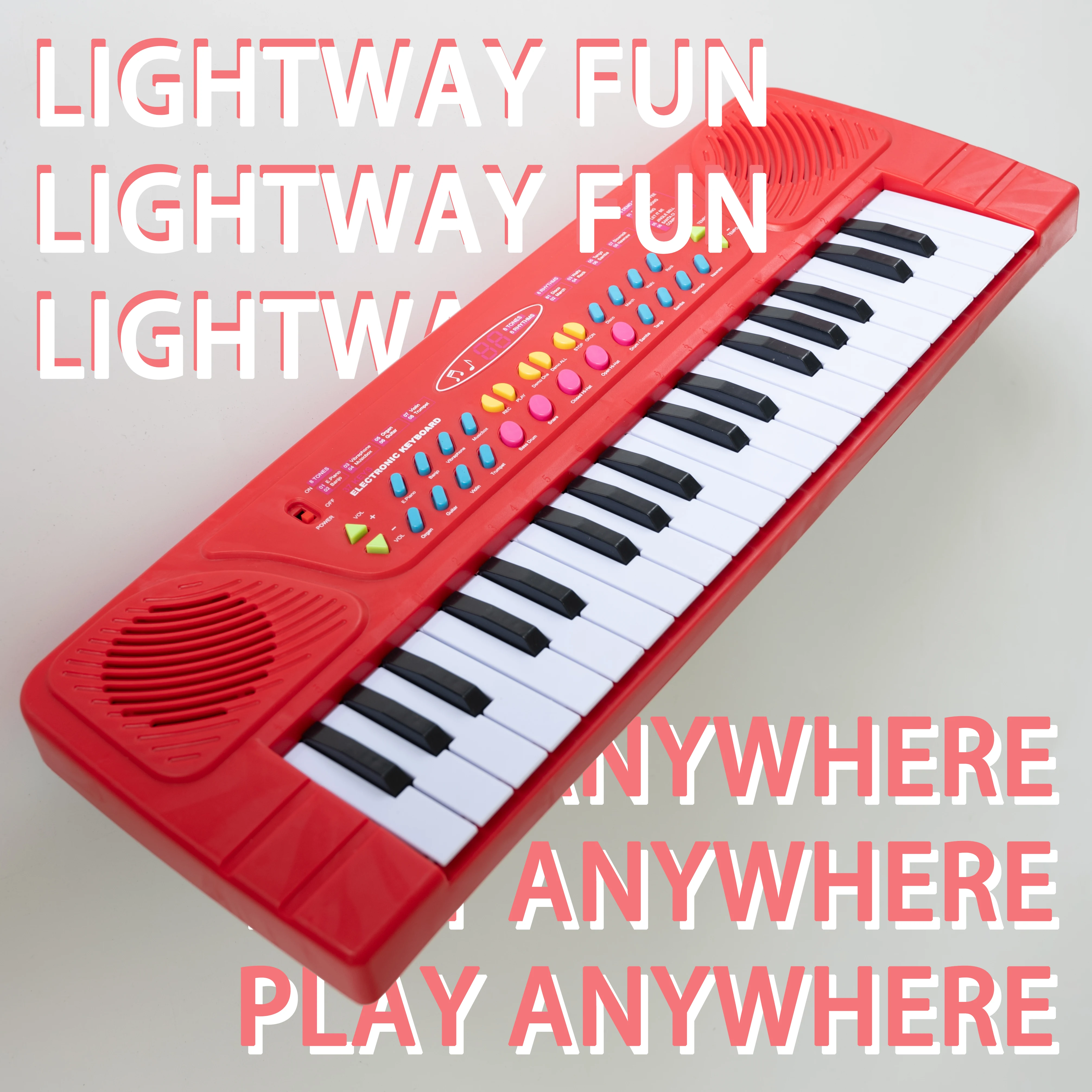 

37-клавишная портативная клавиатура/с микрофоном и кабелем USB-C, розовый инструмент для обучения музыке для детей, девочек, начинающих, регулируемое воспроизведение темпа/тона