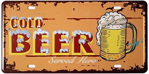 

Cold Beer Retro Vintage Auto Metal Sign Tin Sign Embossed Tag Size 6 X 12