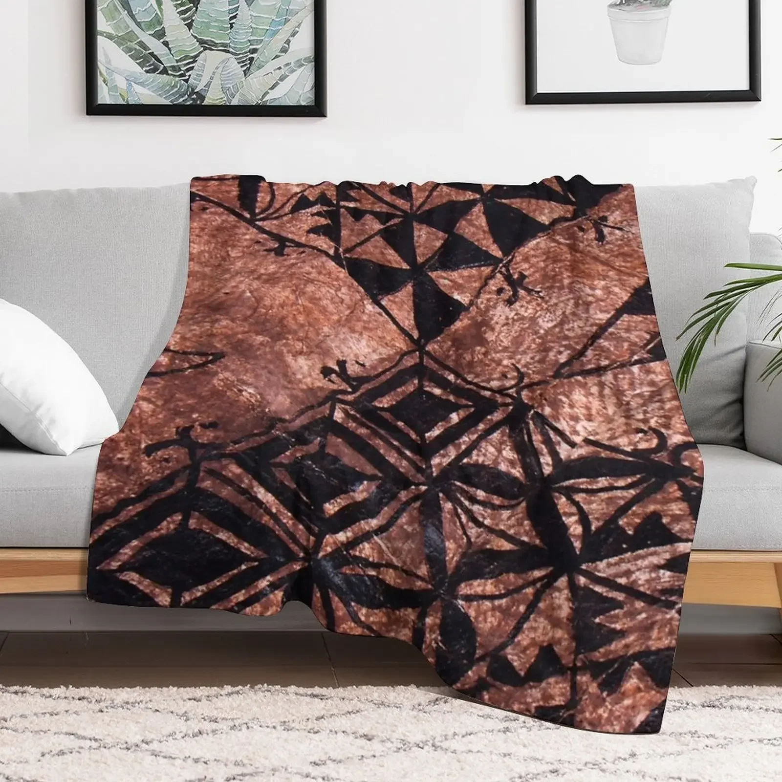 Tongan Tapa Design Throw Blanket wednesday valentine gift ideas Blankets