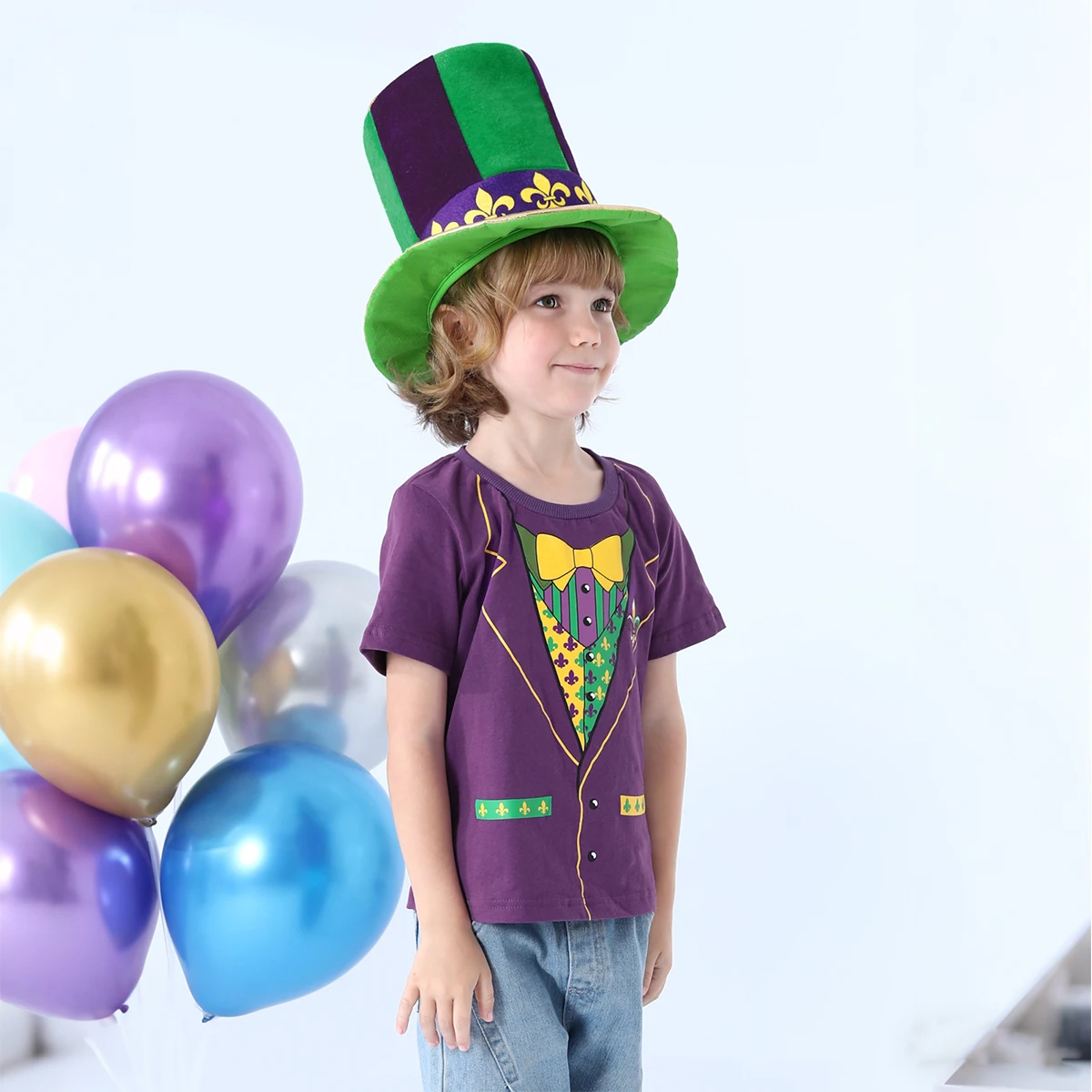 Toddler Boys Mardi Gras Hat for Kids Carnival  Cap Funny Girl Clown Hats Cosplay Props Birthday Party Accessories Festival 1-5T