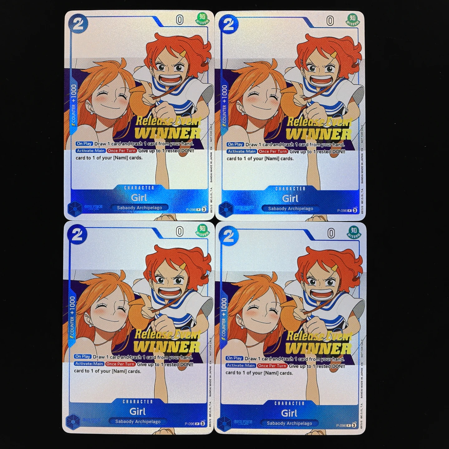 One Piece TCG OPCG English P-096 Girl Little Nami Promo Play Set 2 Cost Blue Nami Textured Foil Card Anime Collectible Cards view 2