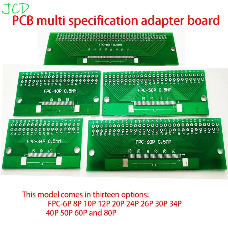 1PC FPC FFC Connector Board 0.5/1.0mm Double Sided Pitch SMT to 2.54mm 6P/8/10/12/20/24P/26/30P/34/40P/50P/60P/80P Electronics