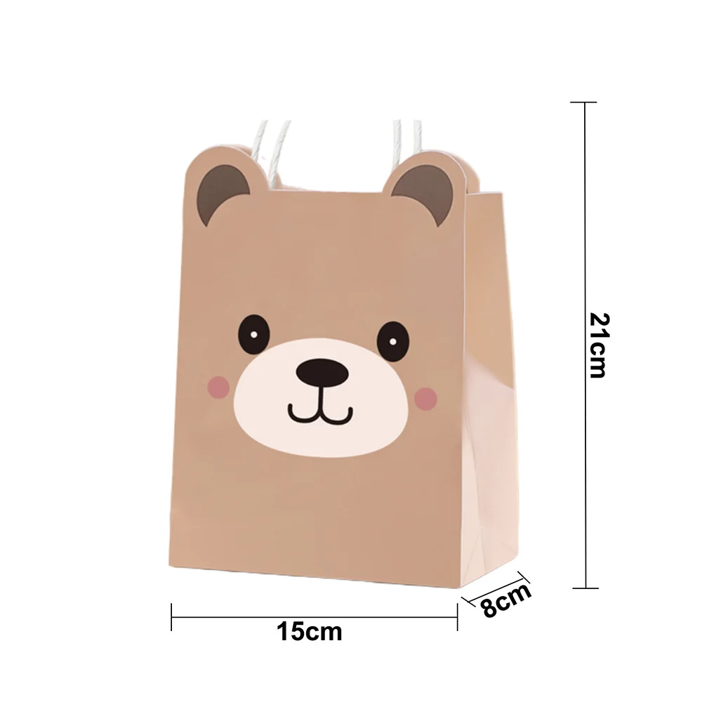 6/12/24/48 Stuks Dieren Papieren Goodie Bags Met Handvat Panda Kat Beer Gift Bag Snoep Koekjes Zakken voor Party Decoraties Levert